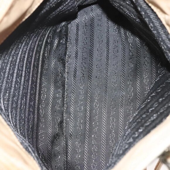 PRADA Chain Shoulder Bag Leather Beige Gold Auth 122203 - Picture 11 of 16